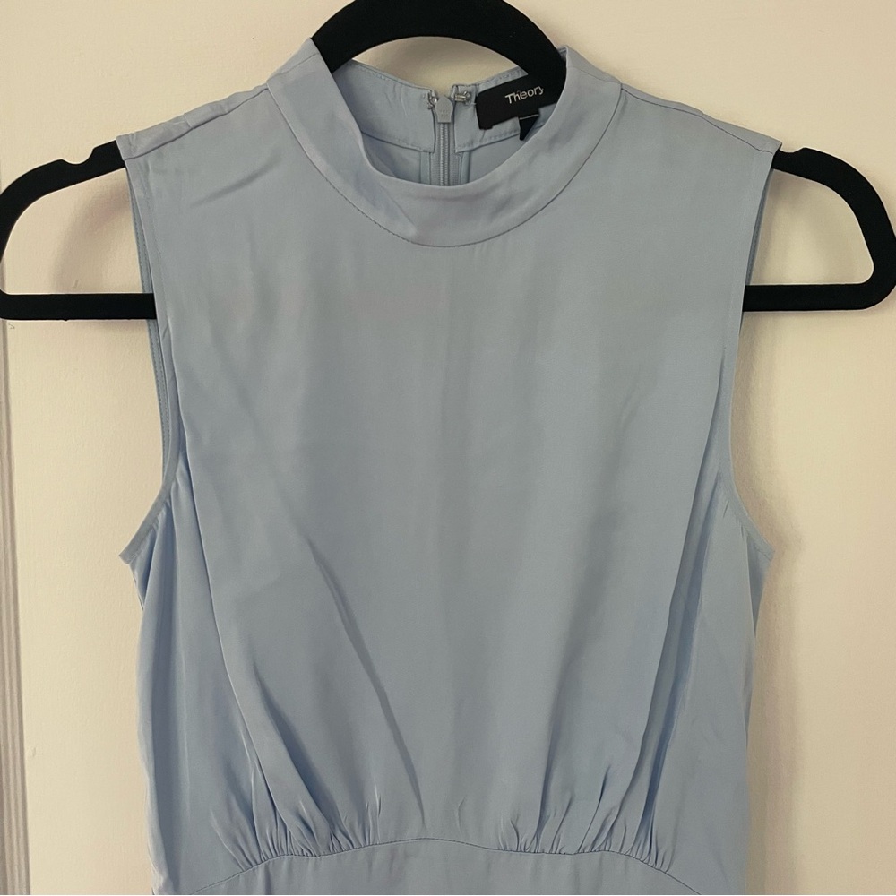 Theory Light Blue Sleeveless Midi Dress | 00 - Picture 5 of 11